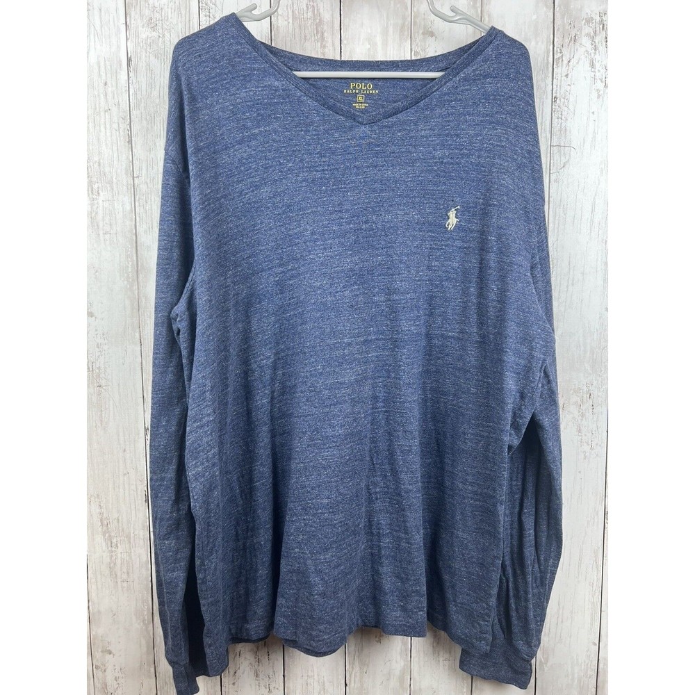 Ralph Lauren Sport Navy Long Sleeve V-Neck Womens T-Shirt Size XL